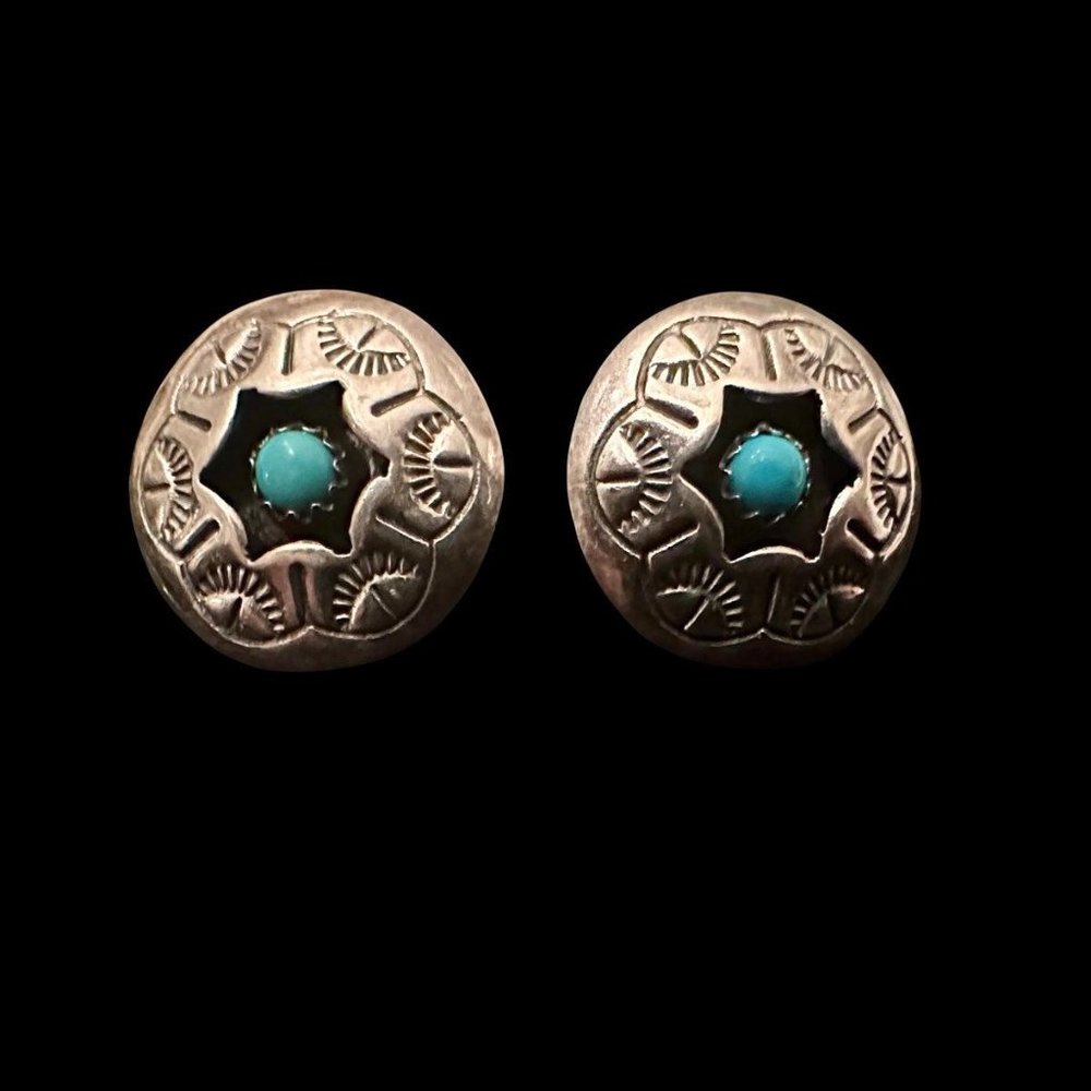 antique vintage hollow turquoise earrings